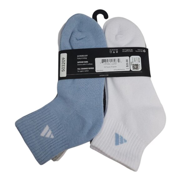 Adidas Womens Cushioned Crew Ankle Socks 6-Pack Size 5-10 AEROREADY Drying - Picture 2 of 9